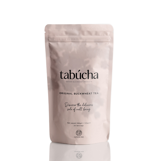 Tabucha Original caffeine-free tartary buckwheat tea in granules.