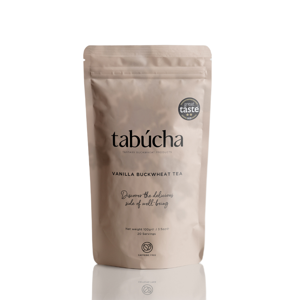 Tabucha Vanilla flavour and cocoa nibs Caffeine-free buckwheat tea in granules
