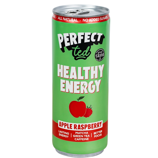 Perfect Ted Matcha Apple Raspberry Healthy Sparkling Energy Drink